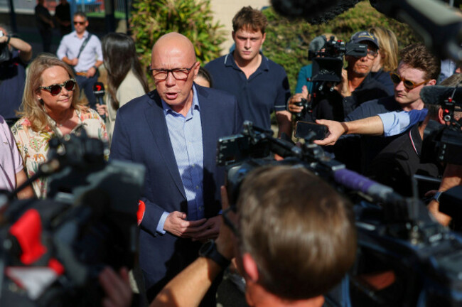 australian-liberal-party-leader-peter-dutton-talks-to-the-media-after-voting-in-his-electorate-in-brisbane-australia-saturday-may-3-2025-ap-photopat-hoelscher