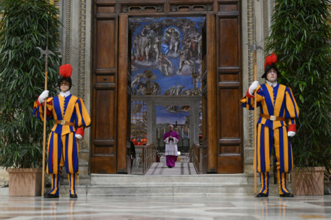 rome-italy-07th-may-2025-italy-rome-vatican-07-05-2025-vatican-pauline-chapel-sistine-chapel-entry-into-conclave-and-the-oath-of-office-photograph-by-vatican-media-catholic-press-photo-res