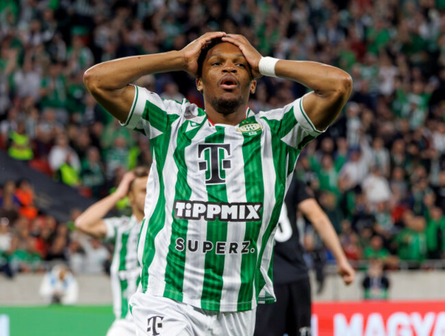 budapest-hungary-14th-may-2025-lenny-joseph-of-ferencvarosi-tc-reacts-during-the-mol-hungarian-cup-final-match-between-ferencvarosi-tc-and-paksi-fc-at-puskas-arena-on-may-14-2025-in-budapest-hun