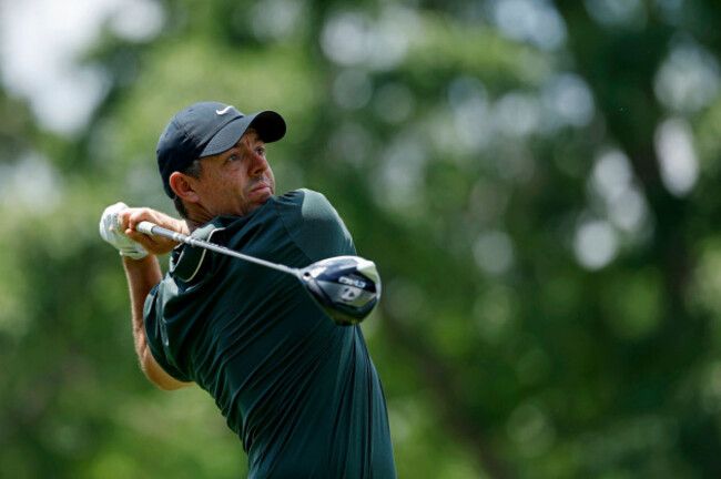 charlotte-nc-may-15-rory-mcilroy-nir-plays-his-tee-shot-at-the-9th-hole-during-the-first-round-of-the-pga-championship-at-quail-hollow-country-club-on-may-15-2025-in-charlotte-north-carolina