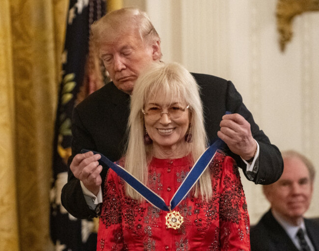 president-donald-trump-awards-the-medal-of-freedom-to-miriam-adelson-a-doctor-and-philanthropist-who-is-married-to-businessman-and-republican-megadonor-sheldon-adelson-during-a-ceremony-in-the-east