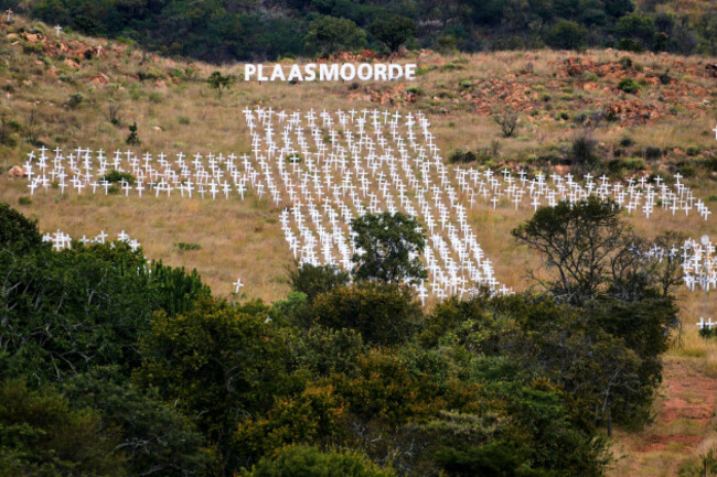 a-view-of-crosses-planted-at-the-white-cross-monument-each-one-marking-a-white-farmer-who-has-been-killed-in-a-farm-murder-is-seen-on-a-hillside-in-ysterberg-near-polokwane-south-africa-may-15-20