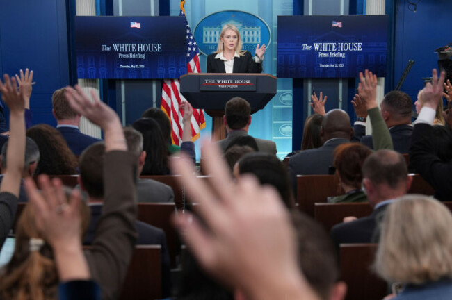 white-house-press-secretary-karoline-leavitt-calls-on-reporters-to-ask-questions-during-a-briefing-at-the-white-house-thursday-may-22-2025-in-washington-ap-photoevan-vucci