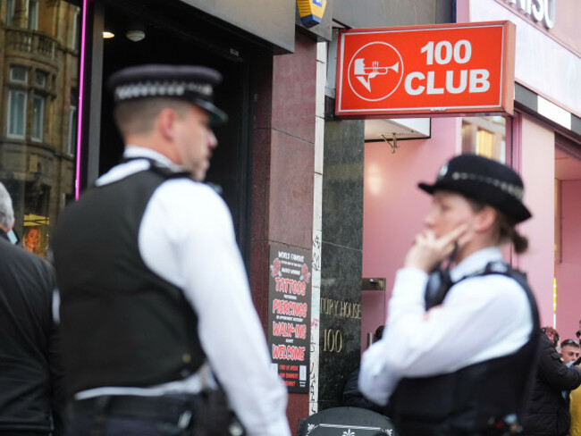 police-officers-outside-the-100-club-in-oxford-street-central-london-where-kneecap-have-announced-a-surprise-gig-for-thursday-evening-at-least-three-officers-were-seen-walking-into-the-venue-pictu