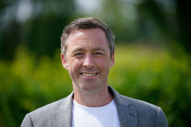 rory-hearne-social-democrats-candidate-in-the-midlands-north-west-constituency-canvassing-for-the-european-elections-in-the-village-of-clonaslee-in-co-laois-picture-date-friday-may-24-2024