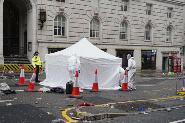 forensic-officers-at-the-scene-in-water-street-near-the-liver-building-in-liverpool-after-a-53-year-old-white-british-man-was-arrested-when-a-car-ploughed-into-a-crowd-of-people-during-liverpool-fcs