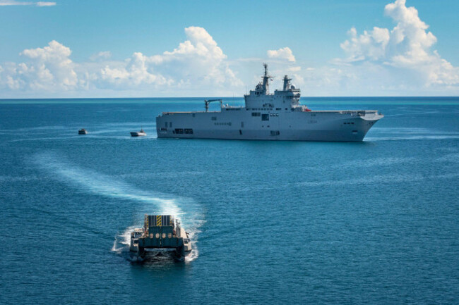 hand-out-file-photo-dated-march-25-2019-of-helicopters-carrier-tonnerre-french-president-emmanuel-macron-on-wednesday-announced-the-launch-of-army-operation-resilience-to-provide-support-in-the-figh