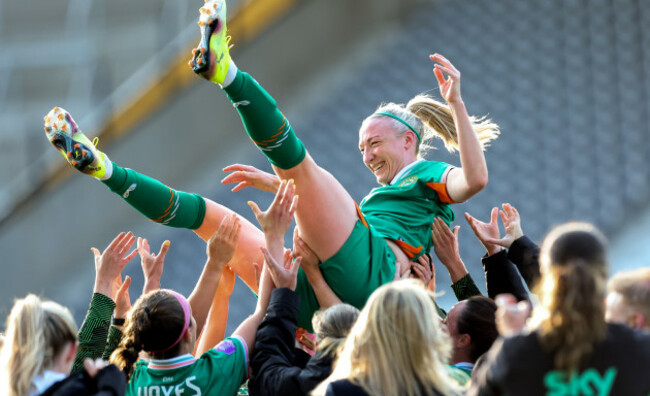 louise-quinn-is-congratulated-by-teammates-after-her-final-international-appearance