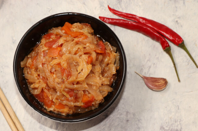 korean-side-dishes-for-bbq-dinner-kimchi-and-various-types-of-vegetables-a-set-of-fermented-foods-good-for-intestinal-health-top-view-of-glass-bo