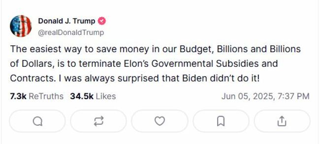 Trump cut Musk subs