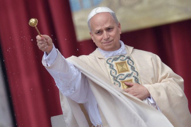 vatican-city-vatican-18th-may-2025-pope-leo-xiv-leads-a-holy-mass-for-the-beginning-of-his-pontificate-in-st-peters-square-in-the-vatican-on-sunday-may-18-2025-photo-by-stefano-spazianiupi-cr