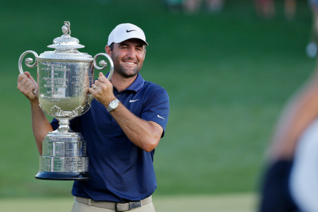charlotte-nc-may-18-scottie-scheffler-usa-holds-the-wanamaker-trophy-after-his-victory-during-the-final-round-of-the-pga-championship-on-may-18-2025-at-quail-hollow-country-club-in-charlotte-n