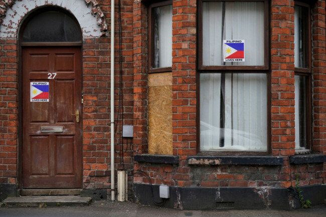 a-boarded-up-window-on-a-property-damaged-in-a-second-night-of-violence-in-ballymena-during-a-protest-over-an-alleged-sexual-assault-in-the-co-antrim-town-multiple-cars-and-properties-were-set-on-fi