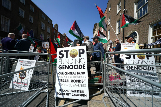 protesters-take-part-in-the-ireland-palestine-solidarity-campaigns-stop-funding-genocide-day-of-action-outside-leinster-house-dublin-as-the-finance-committee-meet-central-bank-governor-gabriel-makh