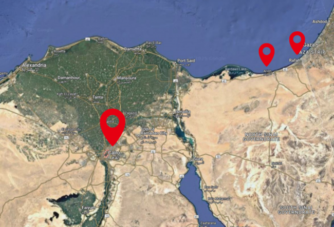 March to Gaza Map