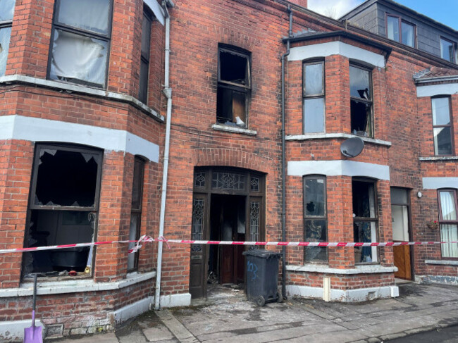 damaged-property-at-clonavon-terrace-ballymena-following-a-protest-over-an-alleged-sexual-assault-in-the-co-antrim-town-police-have-appealed-for-calm-after-serious-disorder-broke-out-on-monday-night