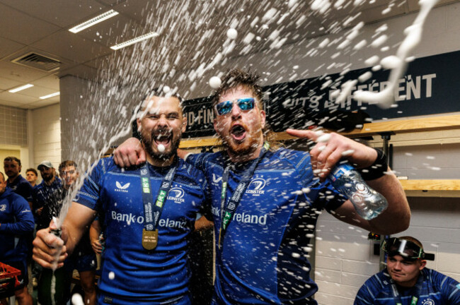 max-deegan-celebrates-with-joe-mccarthy-in-the-dressing-room-after-the-game