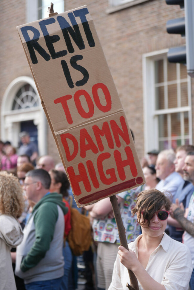 people-gather-outside-leinster-house-dublin-during-a-raise-the-roof-protest-picture-date-tuesday-june-17-2025