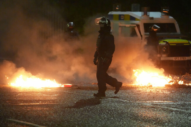 editors-note-image-pixellated-by-the-pa-picture-desk-for-the-protection-of-officers-of-the-psni-police-in-portadown-in-co-armagh-following-three-nights-of-disorder-in-ballymena-co-antrim-picture-da