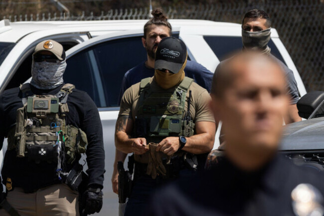 los-angeles-california-usa-19th-june-2025-los-angeles-police-department-and-protestors-and-ice-agents-were-gathered-at-an-entrance-to-dodger-stadium-as-ice-attempted-to-use-the-stadium-parking-lo