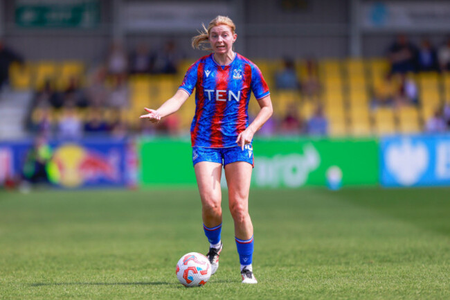 sutton-uk-27th-apr-2025-vbs-community-stadium-england-april-27-2025-hayley-nolan-15-crystal-palace-during-the-womens-super-league-game-between-crystal-palace-women-and-west-ham-women-at-vbs