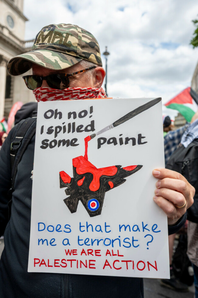 london-uk-23-june-2025-members-of-palestine-in-action-at-a-protest-in-trafalgar-square-home-secretary-yvette-cooper-is-expected-to-lay-a-written-ministerial-statement-proscribing-the-campaign-g