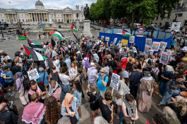 london-uk-23-june-2025-members-of-palestine-in-action-at-a-protest-in-trafalgar-square-home-secretary-yvette-cooper-is-expected-to-lay-a-written-ministerial-statement-proscribing-the-campaign-g