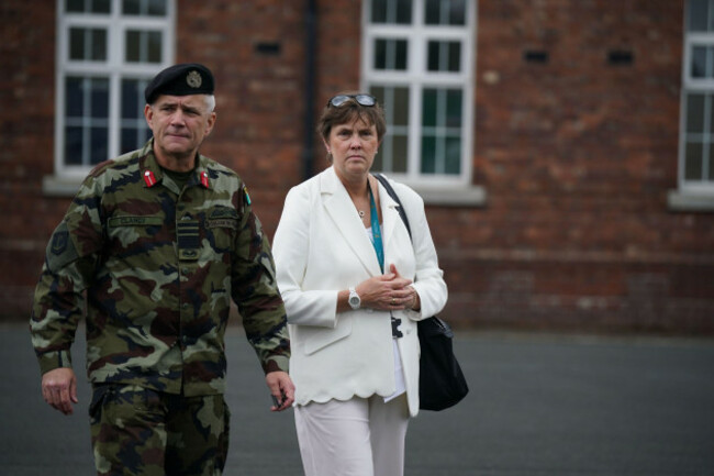 chief-of-staff-of-the-irish-defence-forces-lieutenant-general-sean-clancy-and-jacqui-mccrum-secretary-general-of-the-department-of-defence-during-a-visit-by-minister-for-defence-micheal-martin-at