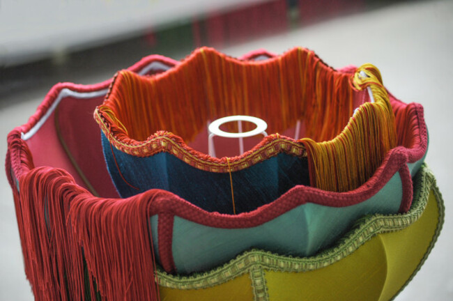 COLOUR POP - Fringed Tiffany Lampshades. Landscape. Group Photograph 2. Silk Lampshades. Designer Lampshades. Shady and the Lamp