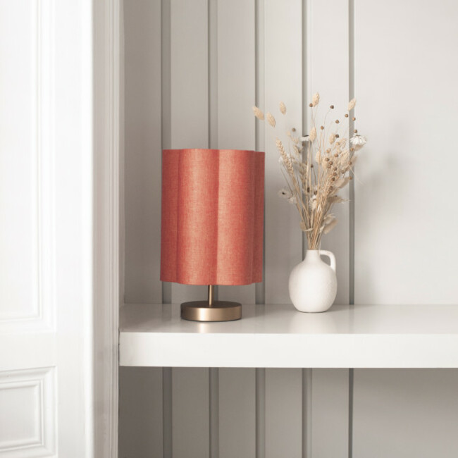 Nóiníní. Lifestyle. Square. Flecked-Rust-Linen-Table-Lamp. Shady-and-the-Lamp. small-lamp. handmade-table-lamp-irish-linen