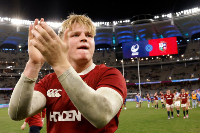perth-australia-28th-june-2025-henry-pollock-of-the-lions-is-seen-after-winning-during-the-super-rugby-tour-match-between-the-western-force-and-the-british-and-irish-lions-at-optus-stadium-in-pert