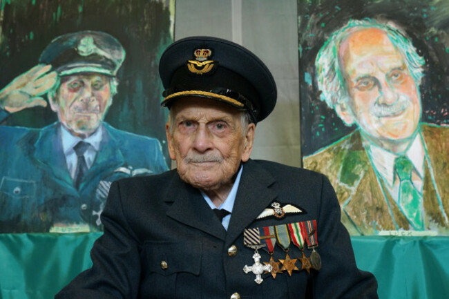 file-photo-dated-170724-of-the-last-known-battle-of-britain-pilot-group-captain-john-paddy-hemingway-dfc-celebrating-his-105th-birthday-at-the-british-embassy-in-dublin-ireland-group-captain-he