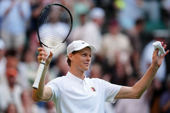jannik-sinner-celebrates-his-victory-over-aleksandar-vukic-on-day-four-of-the-2025-wimbledon-championships-at-the-all-england-lawn-tennis-and-croquet-club-london-picture-date-thursday-july-3-2025