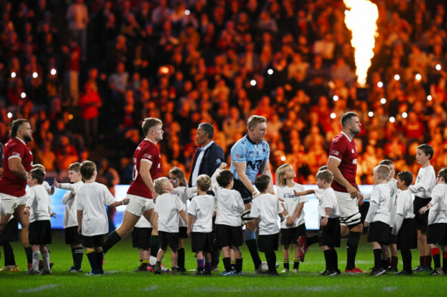 sydney-australia-05th-july-2025-hugh-sinclair-of-the-waratahs-and-tadhg-beirne-of-the-lions-lead-thier-teams-out-during-the-lions-tour-match-between-the-nsw-waratahs-and-the-british-and-irish-lion