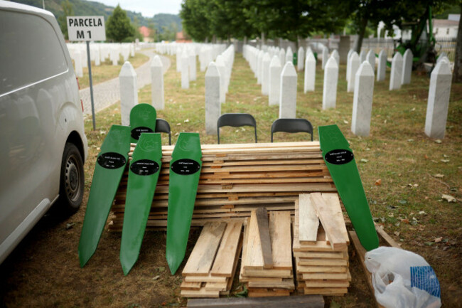 potocari-bosnia-and-herzegovina-10th-july-2025-graves-for-seven-newly-identified-victims-of-genocide-in-srebrenica-ready-for-burial-at-the-memorial-center-on-july-11-2025-in-potocari-bosnia-and