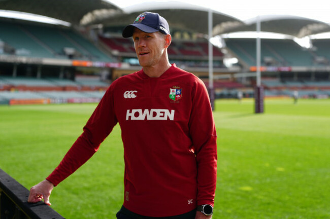 the-british-and-irish-lions-assistant-coach-simon-easterby-during-the-team-run-at-the-adelaide-oval-adelaide-in-south-australia-the-british-and-irish-lions-face-aunz-invitational-xv-in-the-qatar-air