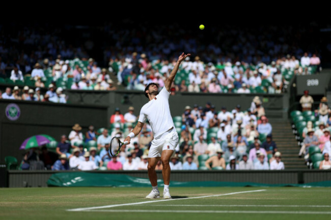 11th-july-2025-all-england-lawn-tennis-and-croquet-club-london-england-wimbledon-tennis-tournament-day-12-carlos-alcaraz-esp-serves-to-taylor-fritz-usa-mens-singles-semi-final