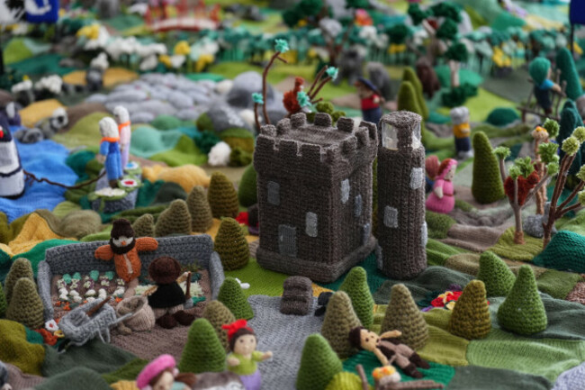 blarney-castle-which-features-on-a-knitted-map-of-ireland-in-carnew-community-care-centre-in-carnew-co-wicklow-the-12-foot-by-11-foot-wool-map-of-ireland-which-took-four-years-of-knitting-and-croch
