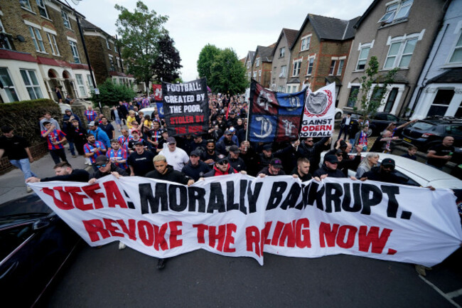 crystal-palace-fans-during-a-protest-march-from-norwood-clocktower-to-selhurst-park-crystal-palace-have-confirmed-they-are-considering-an-appeal-to-the-court-of-arbitration-for-sport-cas-after-bein