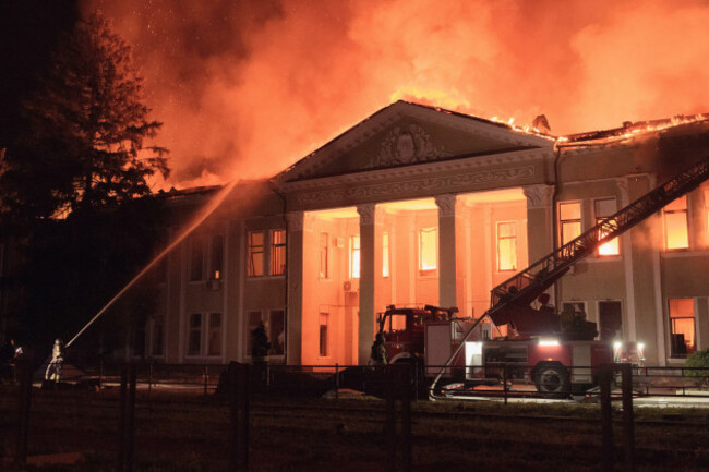 kharkiv-kharkiv-oblast-ukraine-16th-july-2025-a-russian-drone-attack-hit-kharkiv-the-second-largest-city-in-ukraine-a-drone-attack-targeted-the-administrative-building-of-the-fed-company-in-kha