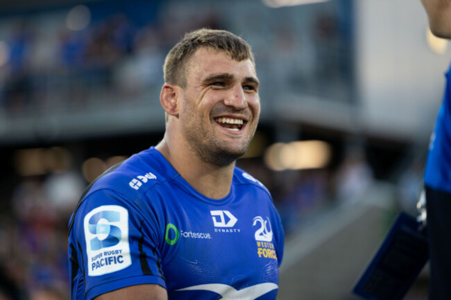 perth-australia-15th-feb-2025-perth-australia-february-15th-2025-nick-champion-de-crespigny-of-western-force-reacts-after-the-victory-over-moana-pacifika-during-the-super-rugby-pacific-game-bet