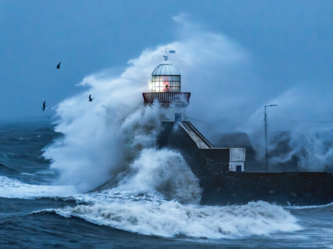 Coastal Landscape Category Winner Sean Bruen with Balbriggan Lighthouse Blowing a Gale taken in Ballbriggan Dublin. 2025