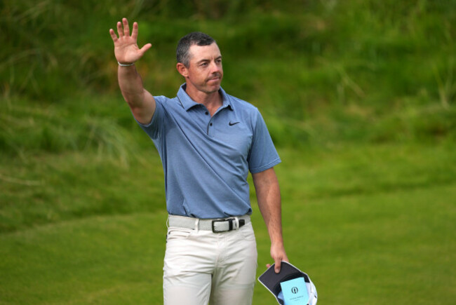 northern-irelands-rory-mcilroy-waves-to-spectators-on-the-18th-during-day-four-of-the-153rd-open-championship-at-royal-portrush-in-county-antrim-northern-ireland-picture-date-sunday-july-20-2025