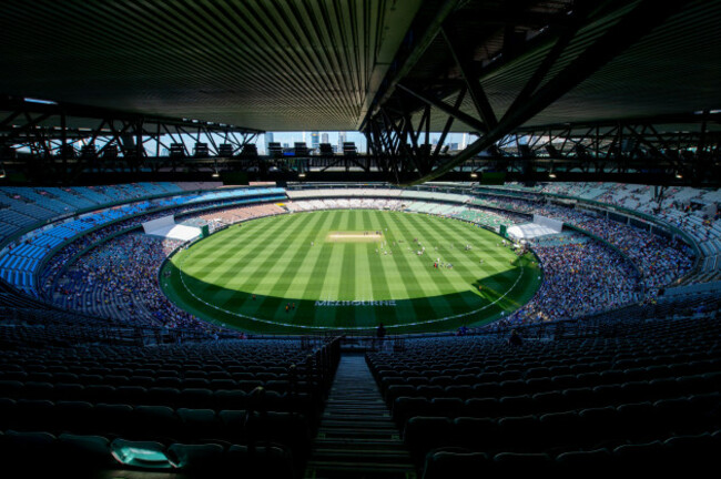 melbourne-australia-30th-dec-2024-a-super-wide-aerial-view-from-the-top-of-the-stands-at-the-start-of-day-5-of-the-boxing-day-fourth-test-of-the-australia-vs-india-test-cricket-at-melbourne-cricket