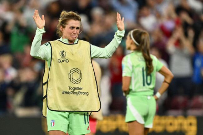 the-disappointment-of-cristiana-girelli-ita-at-the-end-of-the-uefa-womens-euro-2025-semi-final-match-between-england-and-italy-at-stade-de-geneve-on-july-22-2025-in-geneva-switzerland