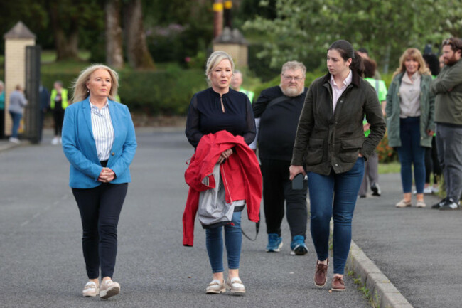 left-to-right-fermanagh-and-south-tyrone-mp-pat-cullen-first-minister-michelle-oneill-and-sinn-fein-mla-aine-murphy-attend-a-vigil-for-shooting-victims-vanessa-whyte-45-and-her-children-james