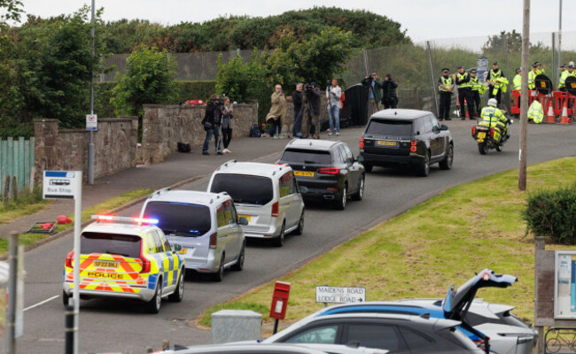 the-motorcade-of-ursula-von-der-leyen-the-president-of-the-european-commission-arrives-at-trump-turnberry-golf-course-in-south-ayrshire-where-she-is-due-to-meet-with-us-president-donald-trump-during