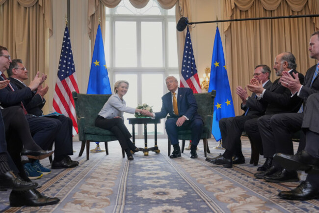 president-donald-trump-and-european-commission-president-ursula-von-der-leyen-shake-hands-after-reaching-a-trade-deal-at-the-trump-turnberry-golf-course-in-turnberry-scotland-sunday-july-27-2025