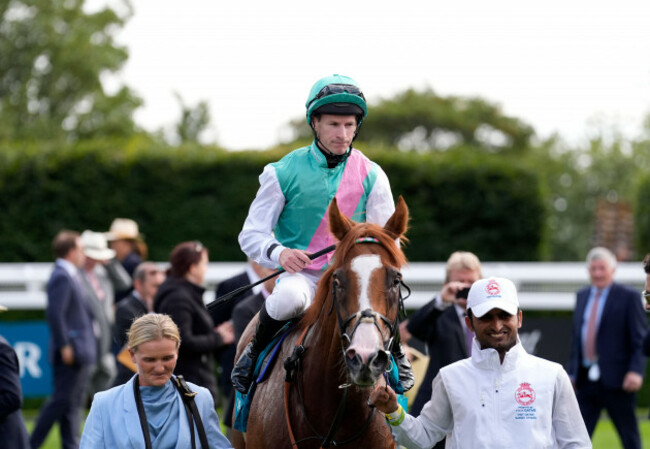 qirat-ridden-by-richard-kingscote-after-winning-the-visit-qatar-sussex-stakes-during-sussex-stakes-day-at-goodwood-racecourse-chichester-picture-date-wednesday-july-30-2025