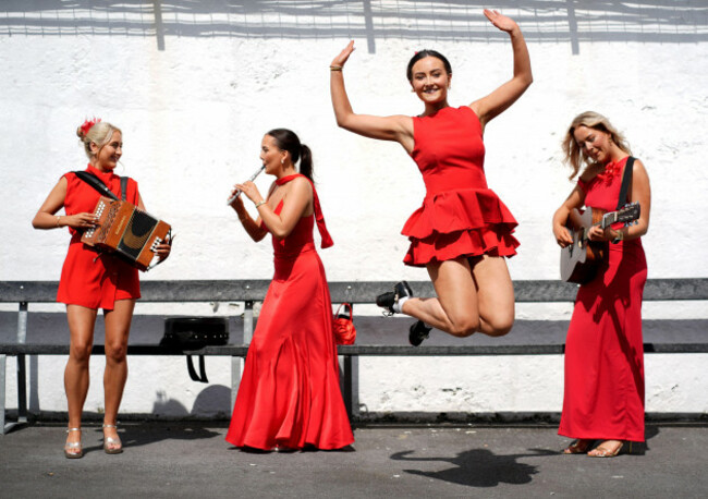 eibhlin-katie-tara-and-laura-of-cailini-lua-perform-at-galway-racecourse-in-galway-ireland-picture-date-thursday-july-31-2025